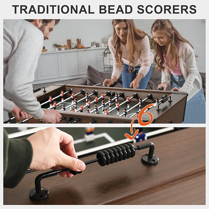 Foosball Table, 58inch Competition Soccer Table Game w/ 2 Balls for Adult Kids Youth, Heavy-Duty Arcade Table Soccer for Home, Game Room