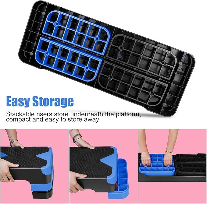 Exercise Workout Aerobic Step Platform Trainer, 27" Aerobic Stepper with 4"-6"-8" Adjustable Height Risers