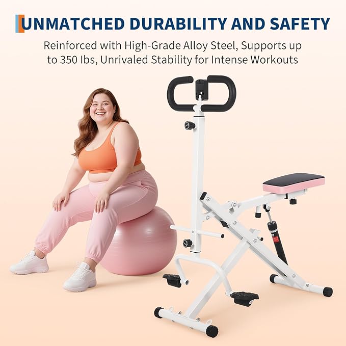 Squat Machine for Home, Squat Assist Trainer with Adjustable 12-Level Resistance, Foldable and Easy Setup Squat Ride Rowing Machine for Women, Full Body Workout Gym for Glutes Legs Workout, 350 LBS Ca