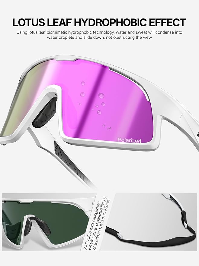 KAPVOE Polarized Cycling Glasses Men Women Sports Sunglasses for Mountain Bike Running Fishing Baseball K383