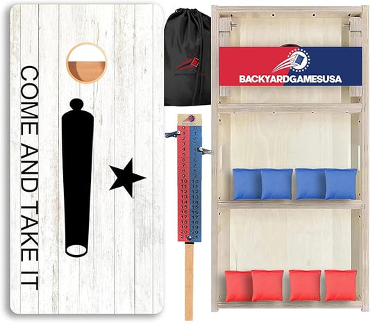 CornholeGamesUSA Pro Cornhole Boards Set | Made in USA | 3/4 Baltic Birch | No Bounce | Triple Thick Legs | Two Brace & Handles, Tournament 2x4 Regulation Set with Score Tower & Cornhole Bags