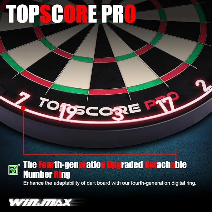 WIN.MAX Dart Board - Bristle Steel Tip Dartboard Dart Boards for Adults Bristle Steel Tip Dartboard Set with 12 Darts Metal Tip