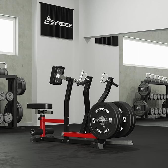 Seated Row Machine, Back Machine Gym Equipment Plate Loaded, Adjustable LAT Machine with Independent Arms & Multi Grip Positions, 400LBS Capacity