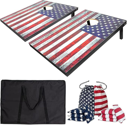 Cornhole Board Set with Carrying Bags & 8 Bean Bags Corn Hole Boards Bean Toss Game for Adults Family Outdoor Lawn Outside Backyard Games
