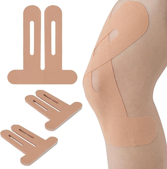 10PCS Kinesiology Tape for Knees, Kinesiology Tape Precut Strips for Knee Support & Stability, Waterproof Breathable Elastic Sports Tape for Pain Relief, Athletic Tape for Muscle & Joint, Beige
