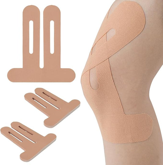 20PCS Kinesiology Tape for Knees, Kinesiology Tape Precut Strips for Knee Support & Stability, Waterproof Breathable Elastic Sports Tape for Pain Relief, Athletic Tape for Muscle & Joint, Beige