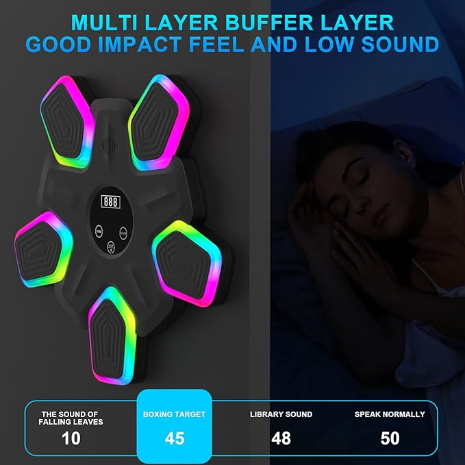 Music Boxing Machine, Intelligent Musical Punching Workout Trainer with 7 LED Color, Boxing Gloves, Smart Bluetooth, Agile Digital System and Wall-Mounted 2025 Newest Version