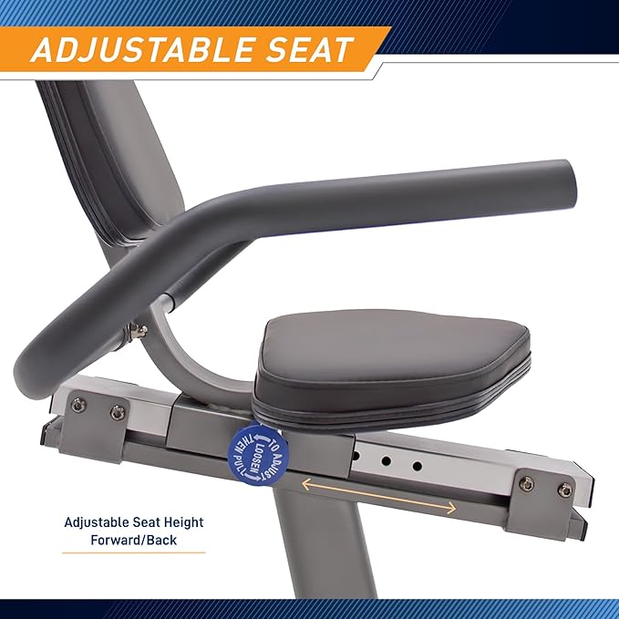 Marcy Recumbent Exercise Bike with Adjustable Seat and 8 Resistance Levels, 300 Pound Capacity NS-1201R
