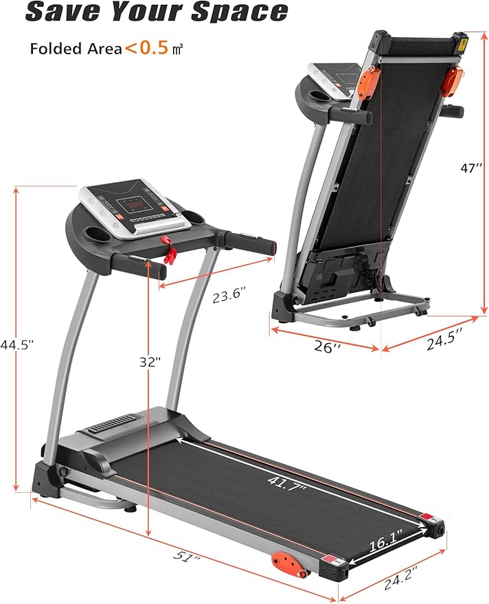 Merax Treadmills for Home,Foldable Treadmill with Incline, 300LBS Capacity Motorized Treadmills for Running Walking Exercise,3.0HP Quiet Treadmill Machine for Home with Heart Rate Sensors & Speaker