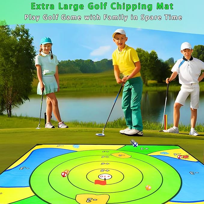 Airaperto Battle Golf Chipping Game, 80”x80” Large Chipping Mat,Play Outdoor Sticky Golf for Adults,Unique Multiplayer Indoor Outdoor Chipping Game,Friends Family Yard Target Game