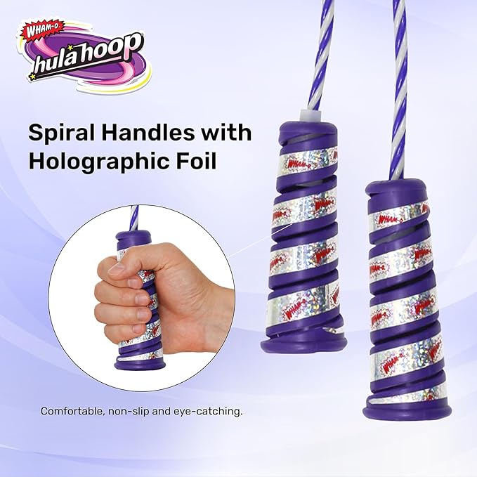 Wham-O Hula Hoop Jump Rope, 7 Feet Skipping Rope with Spiral Handles, for Indoor Outdoor Fitness Exercise Weight Loss