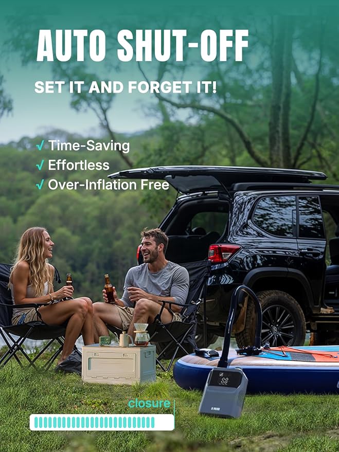 Niphean Paddle Board Pump with (Extra-Long) 118'' Charging Cable, 50 PSI Tire Inflator with Storage Bag, SUP Pump for Inflatables &Deflation, Air Inflator for Car Tires, SUP, Balloon, Mattress