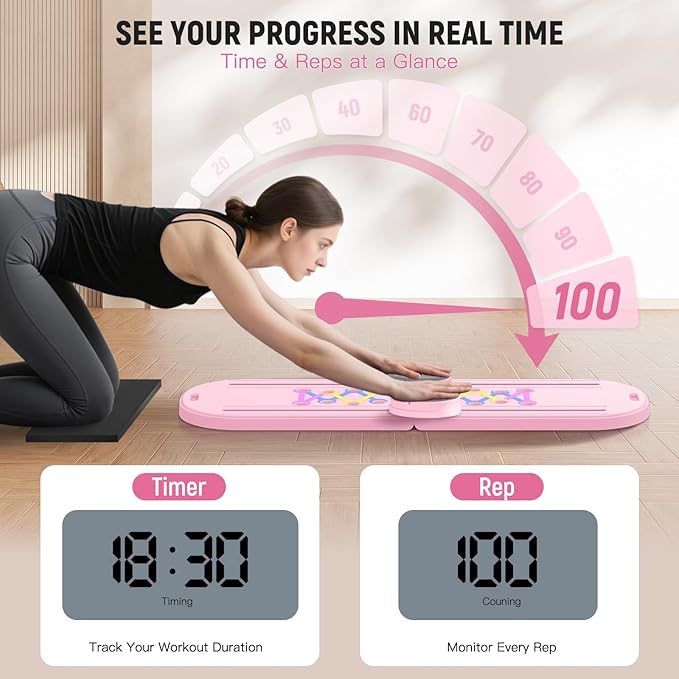 Foldable Pilates Board for Home Workout, 2025 New Pilates Reformer Set with Smart Timer, 7-in-1 Multifunctional Pilates Board Fitness Board, Pilates Reformer Machine Pilates Sliding Board
