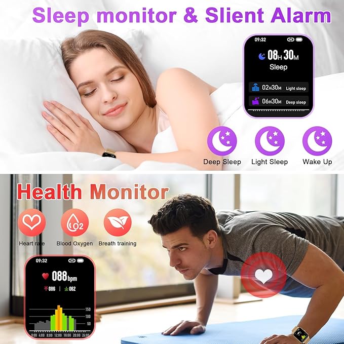 Smart Watch for Women Fitness Tracker: Gold Smart Watches for Women Digital Mens watches Make/Answer Call Waterproof Running Smartwatch Android Phone iPhone Samsung Compatible Heart Rate Monitor