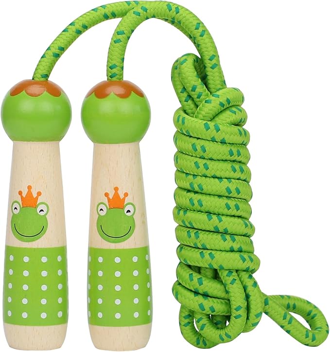 EGOSKY Jump Rope Kids, 7.2ft Children Adjustable Cotton Skipping Rope with Wooden Handle for Boys Girls Fitness Outdoor Activity
