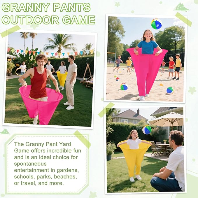 Granny Pants Yard Game Freaky Party Games Pants with Bouncy Balls and Air Pump Oversized Granny Pants Outdoor Game for Adults and Family Interactive Throwing Game for Group Gatherings
