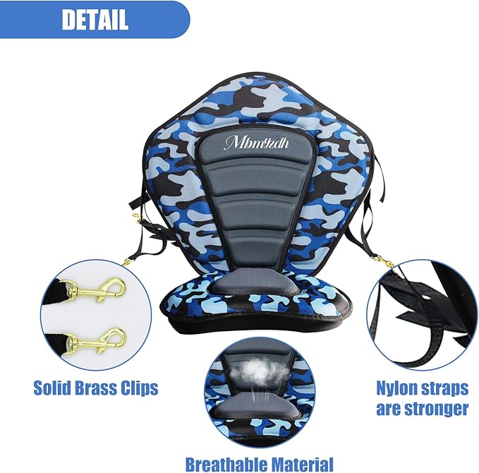 Deluxe Padded Kayak Seats - Premium Shockproof Seats with Back Support for Kayaking, Canoeing, Fishing, Paddle Boarding - Comfort, Versatility and Extra Storage