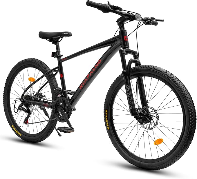 Mountain Bike 24 26 Inch, 21 Speeds Aluminum Frame/High-Carbon Steel Frame, Front Suspension Boys Girls Sport Bike, Adult Teens Bicycle for City Commuters, Summer Ride and Short Trip Camping