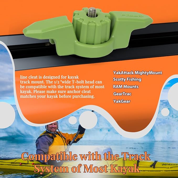 Kayak Anchor Cleat for Kayak Track Mount, Standard Kayak Cleat Track Mount, Rope Cleat for Kayak Rail Mount Accessories, Kayak Line Cleat
