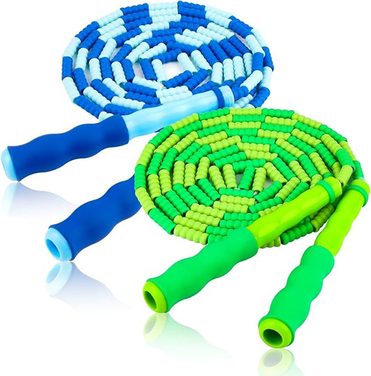 Jump Rope for Kids, Adjustable Jump Ropes for 4 5 6 7 8 10 12, Tangle Free Jumping Rope Age 8-12, Segmented Soft Beaded Skipping Rope for Women Fitness