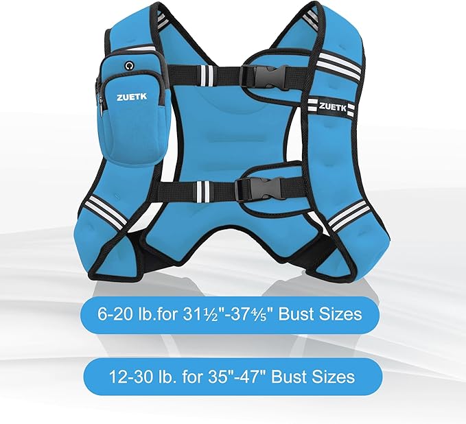 Weighted Vest, 6lb/8lb/12lb/16lb/20lb/25lb/30lb Weight Vest with Reflective Stripe, Weighted Vest for Men Women Workout Equipment for Strength Training, Running, Jogging, Fitness, Weight Loss