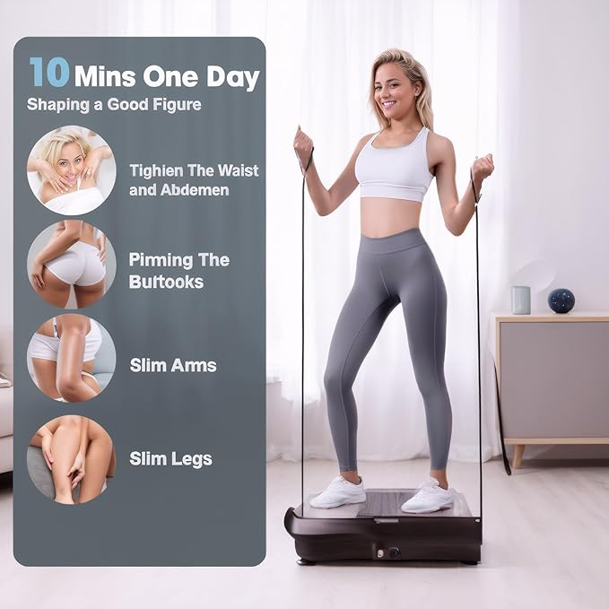 3D Bluetooth Vibration Plate - 5-in-1 Fitness Machine for Weight Loss, Shaping, Muscle Toning | Lymphatic Drainage & Strain Relief | 2 Ropes + 5 Bands | 330lb Max Load