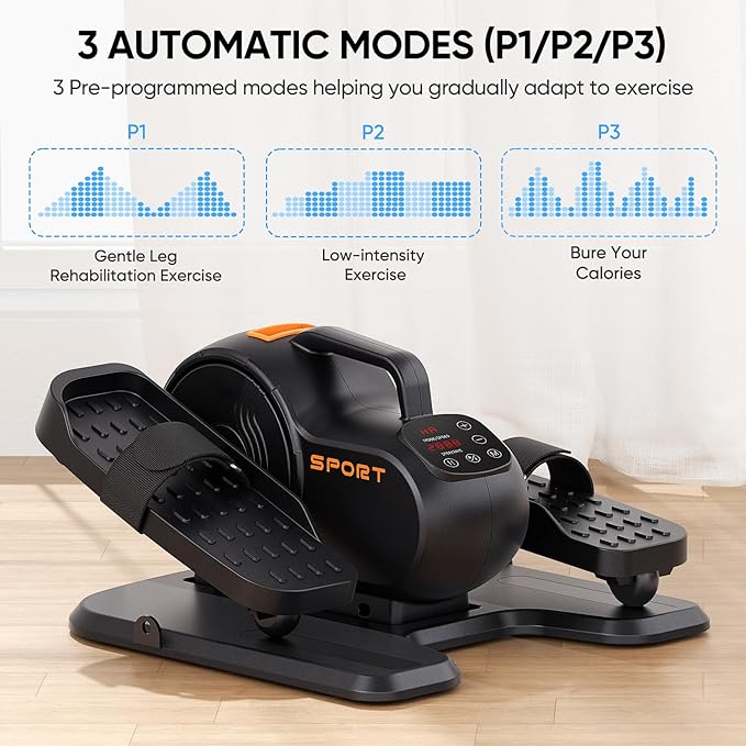 Under Desk Elliptical Machine, 3-in-1 THERUN Electric Ellipse Leg Exerciser As Seen On TV for Seniors, Fully Assembled Portable Seated Pedal Exerciser w/Remote Control, 10-Level Speeds & Resistance