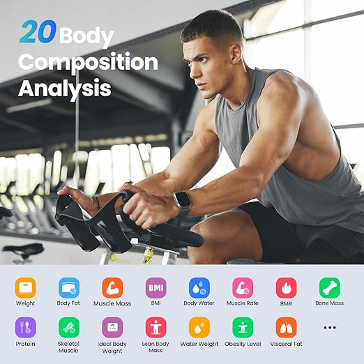 Smart Scale for Body Weight, 4.3" Color Display Digital Weight Scale, High Precision Wi-Fi Bathroom Scale with BMI, Body Fat, Muscle Mass, 20 Body Composition Scale Sync App, 400 lbs, Black