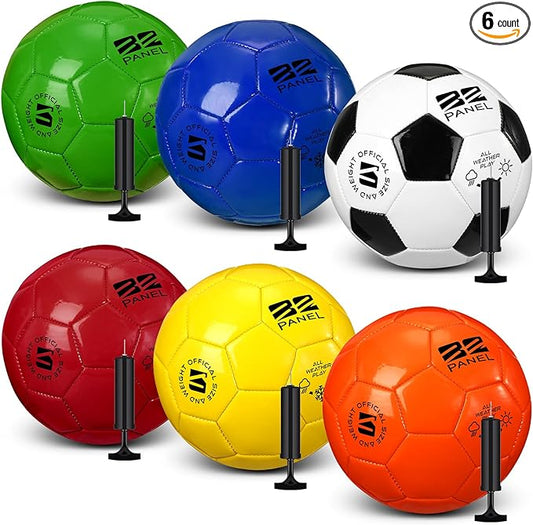 Deflated Soccer Balls with Pump Bulk Outdoor and Indoor Training Practice Soccer Ball Machine Stitched for Sports Birthday Gift Party Supplies