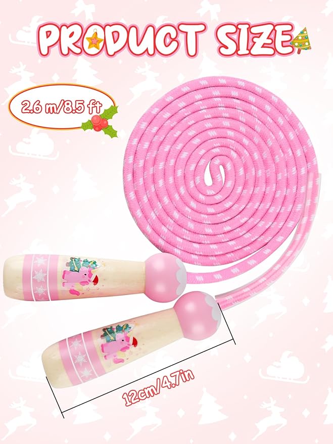 Jump Rope for Kids, Lorvain Adjustable Skipping Rope, Kids Jump Ropes with Wooden Handle for Girls Boys, Weighted Jumping Ropes for Fitness Workout Exercise Outdoor Fun Activity