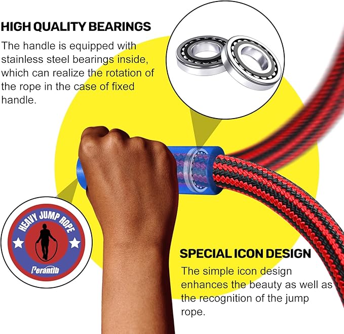 Weighted Jump Ropes with 360 Degree Rotation Handle.1 Inch 2.7LB/3LB Heavy Jump Rope for Men and Women,Jump Ropes for Fitness