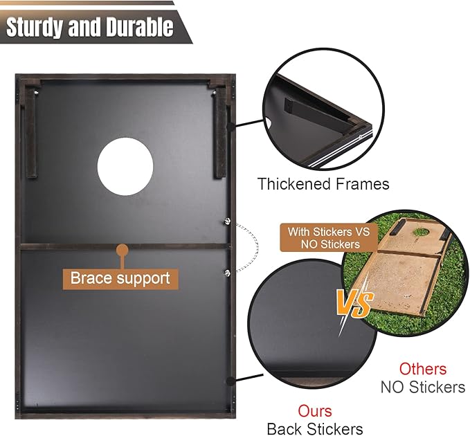 Cornhole Set 4x2 and 3X2 Regulation Size Corn Holes Sets with Carrying Bags & 8 Bean Bags Cornhole Boards Bean Toss Games for Adults Family Outdoor Beach Lawn Outside Backyard Games