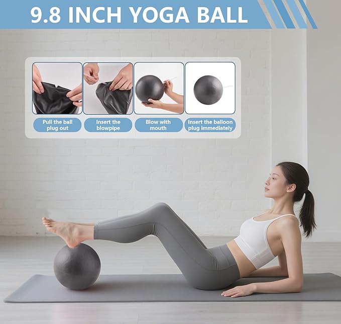 10 Pcs Pilates Equipment Present Pilates Ring Set with Yoga Ring Ball Stretching Strap Risistance Bands Block Gym Bag