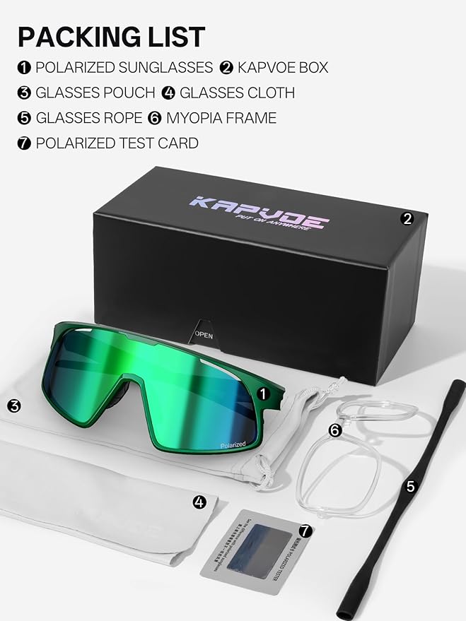 KAPVOE Polarized Cycling Glasses Men Women Sports Sunglasses for Mountain Bike Running Fishing Baseball K383