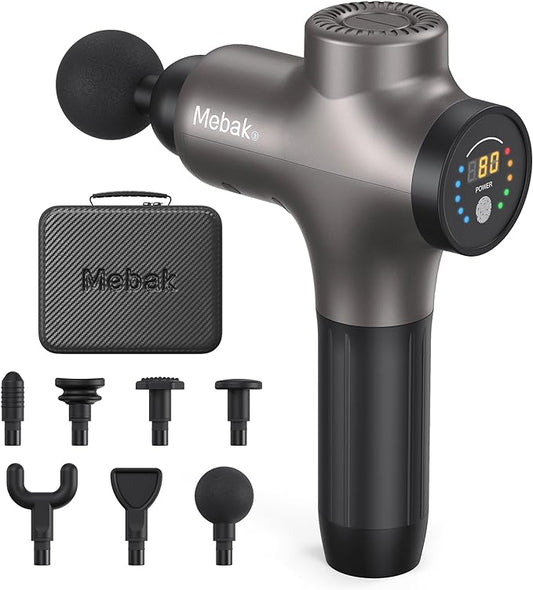 Mebak 3 Massage Gun, Massage Gun Deep Tissue for Athletes, Professional Muscle Percussion Massage Gun,Massager Gun for Shoulder Leg Back Body Pain Relief,Quiet Portable Sport Massager, Gifts for Him