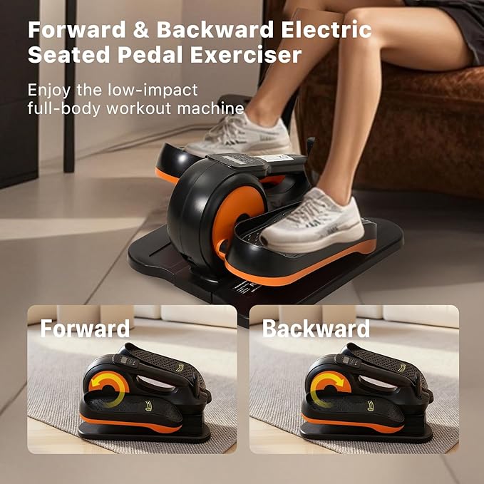 Under Desk Elliptical Machine,Electric Ellipse Leg Exerciser as See on TV with Remote Control,12 Level Speeds Seated Pedal Exerciser for Seniors Adults, Manual & Auto Mode
