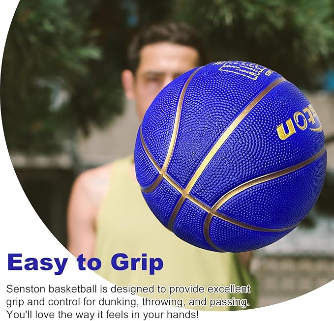 Senston 27.5‘’/29.5'' Basketball Outdoor Indoor Rubber Basketball Ball for Kids/Adult Official Size 5/7 Basket Ball with Pump