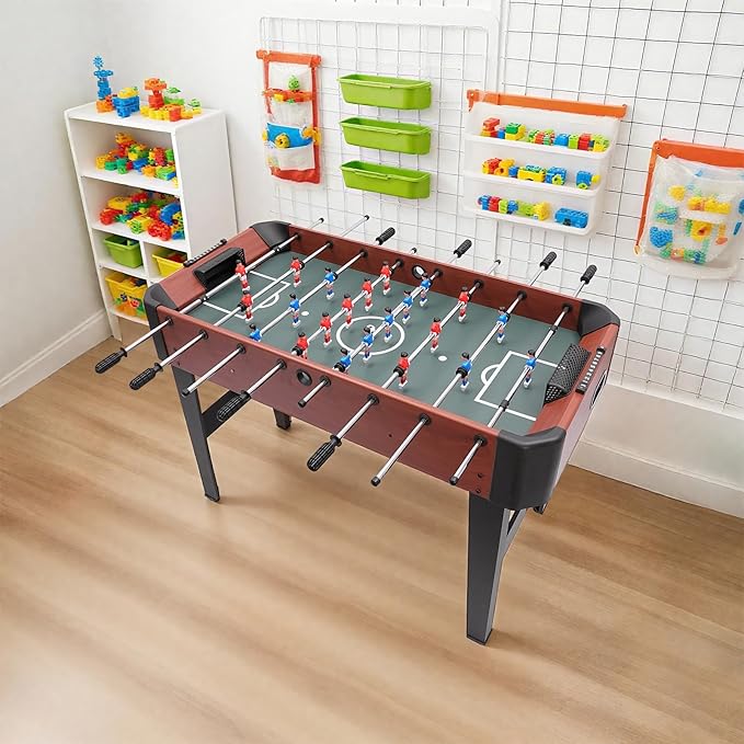 47in Soccer Table Game, Competition Sized Foosball Tabletop Indoor Sports Arcade Gaming Sets Portable Compact Arcade Tables Wooden Tabletop Billiard Game for Parties