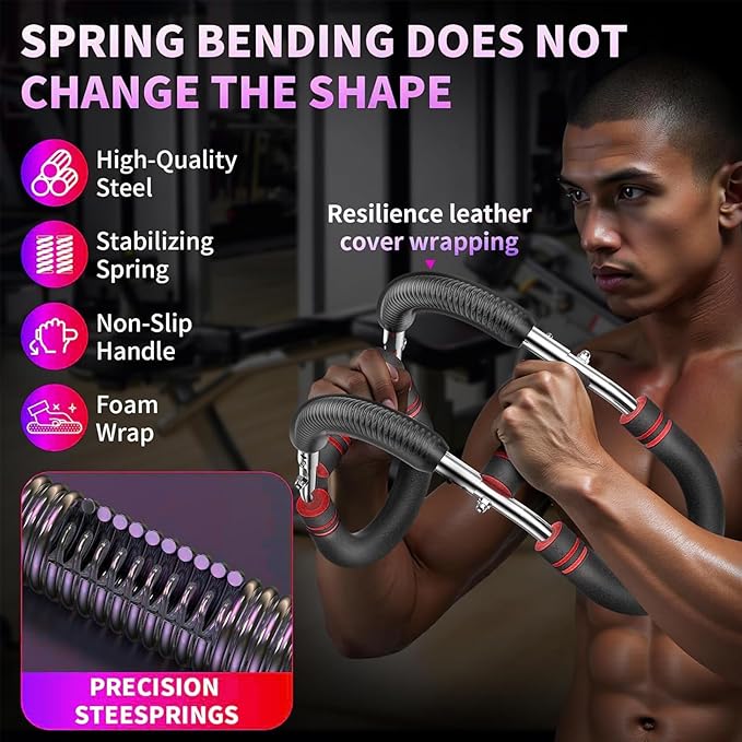 Twister Arm Trainer, Adjustable Chest Workout Equipment Upper Body Strength Training, Portable Power Twister Bar with Detachable Design, Arm Trainer, Home Gym & Travel Fitness Tool