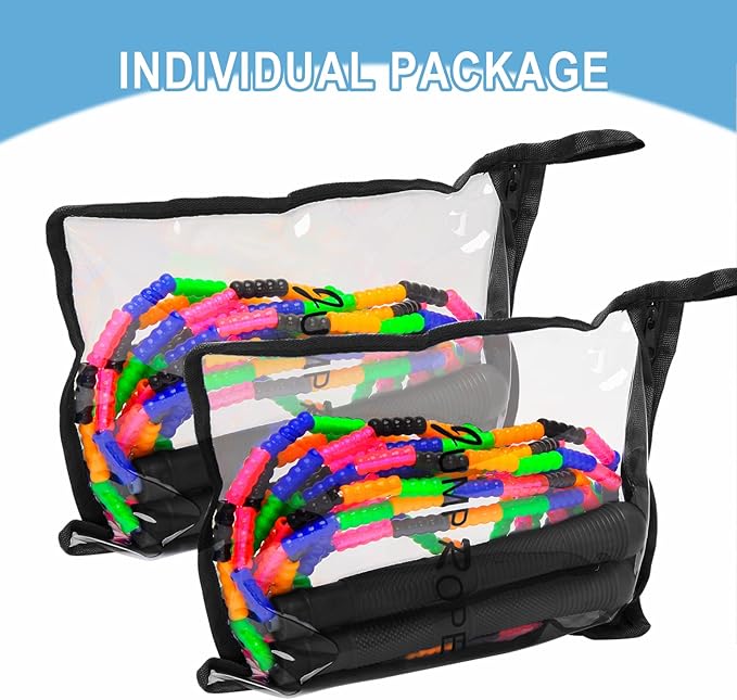 Coolrunner 16 FT Long Jump Rope(2 PACK), Double Dutch Jump Ropes, Soft Beaded Skipping for Kids Adults, Plastic Segmented Long Enough for 4-5 Jumpers