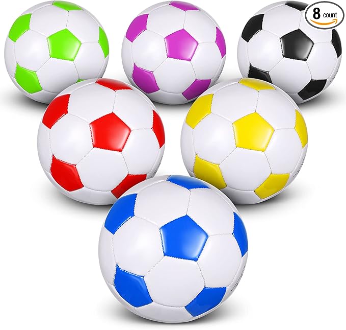 Deekin 6 Pcs Soccer Ball Bulk with Pump Teamwork Outdoor Sport Game Training Soccer Ball Bulk for School Sport Teen Adult Child