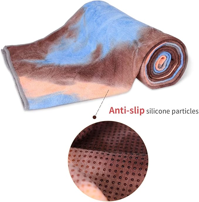 DREAM SLIM Non Slip Yoga Towel - Hot Yoga Towel with Non Slip Grip, Foldable, Skidless - Multicolor - Blue