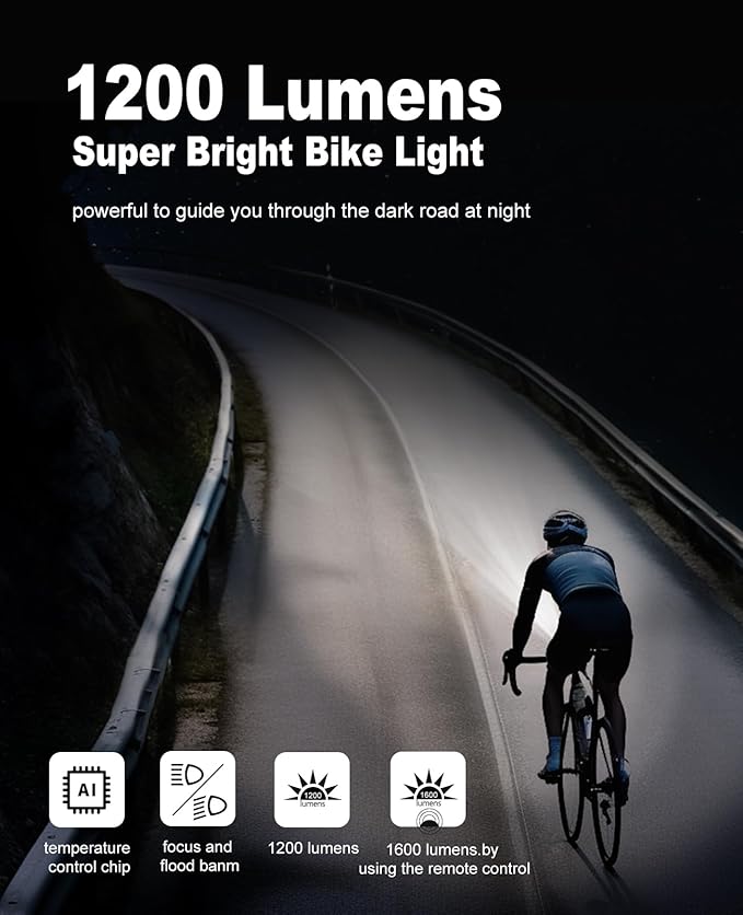 TOWILD DLite1800 Bike Lights for Night Riding 1800LM Dual Light Source System,Super Bright Front Bicycle Light Waterproof Bike Headlight for Mountain,Road,Commuter Cycling -Fits All Bikes