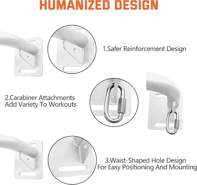 36" Heavy Duty Pull Up Bar Wall/Joist Mounted, 600 LB Capacity, Multi-Grip Bar for Garage & basement rafter Use - All-in-One Workout Station with Carabiners & Space-Saving Design