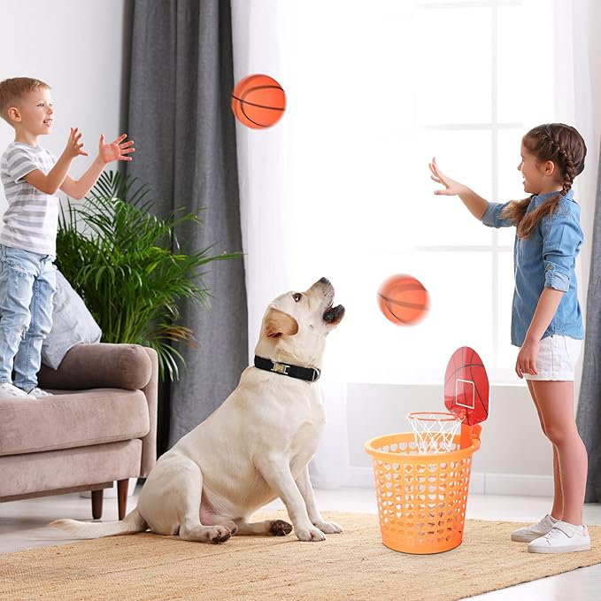 Honoson 3 Sets Indoor Trash Can Basketball Game Set Includes 3 Mini Clip on Basketball Hoop with Backboard 6 Inflatable Ball 3 Pump Kid Adult Office Decompression Toy Birthday Gift(Classic)