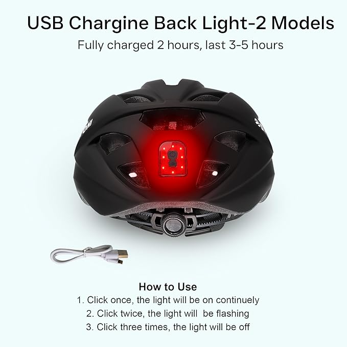 Bike Helmet Adult Urban:Bicycle Helmet for Men Women with USB Charge Detachable Taillight Helmets for Commuter Cycling Scooters