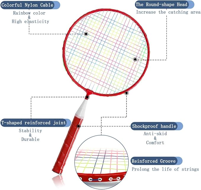 Badminton Rackets for Children,12 in 1 Shuttlecocks Racquet Sports Set w/Lightweight Carrying Bag for Kids Professionals Beginner Players Indoor Outdoor Sport Game