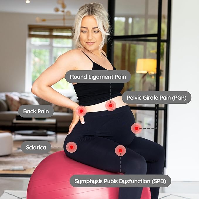 BABYGO Birthing Ball - Pregnancy Yoga Labor & Exercise Ball & Book Set Trimester Targeting, Maternity Physio, Birth & Recovery Plan Included Anti Burst Eco Friendly