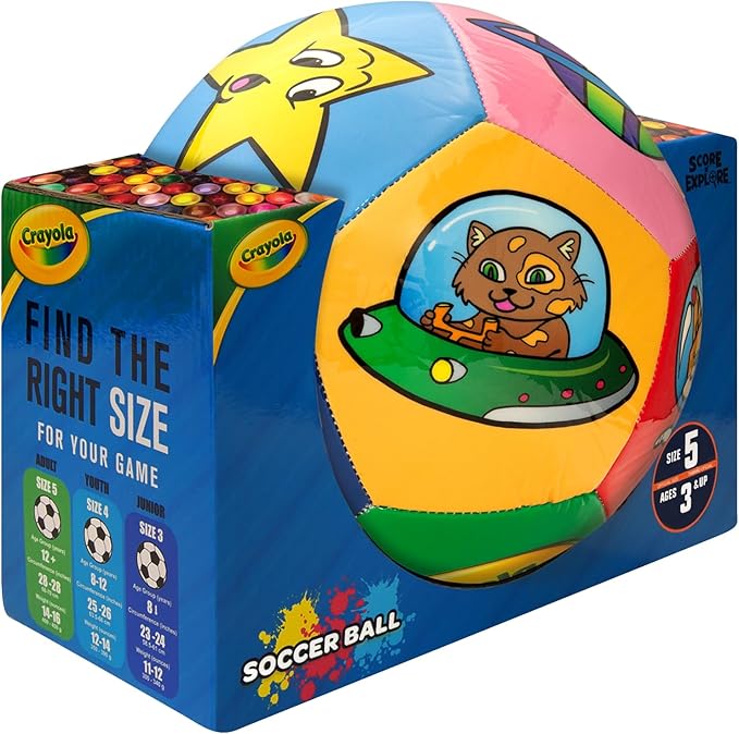 Crayola Score N’ Explore Officially Licensed 5” Color Ball, Interactive Coloring Soccer Ball for Kids, Fun Learning Toy Activity Ball
