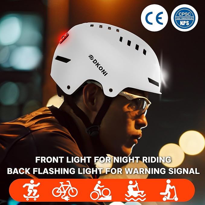 Bike Helmet with LED Lights Bicycle Helmets Commuter Cycling Helmet USB Rechargeable Front & Back LED Light Helmet for Adult Men Women